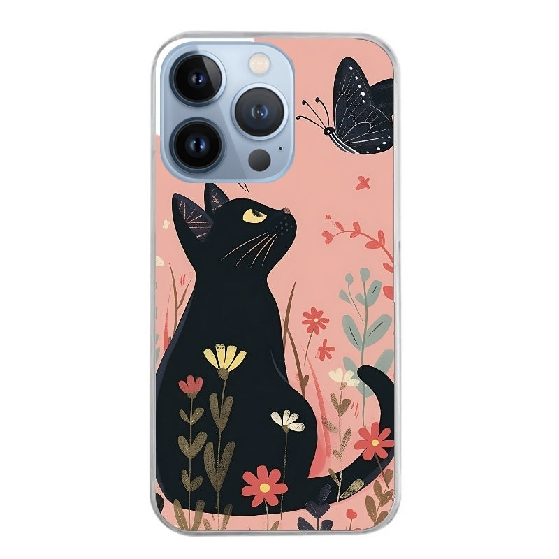 Coque taperso pour Iphone 13 et PRO MINI PRO MAX avec motif chat papillon 2 protection antichoc personnalisée