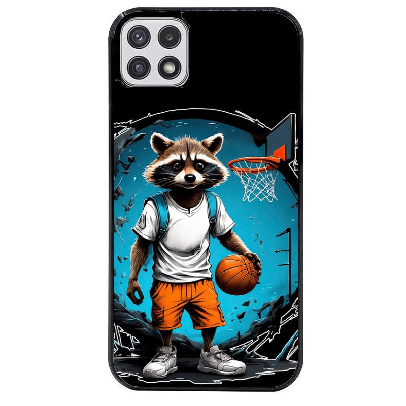 Coque noire taperso pour galaxy A22 A32 A52 A52S 4G 5G  avec motif basket racoon protection antichoc personnalisée