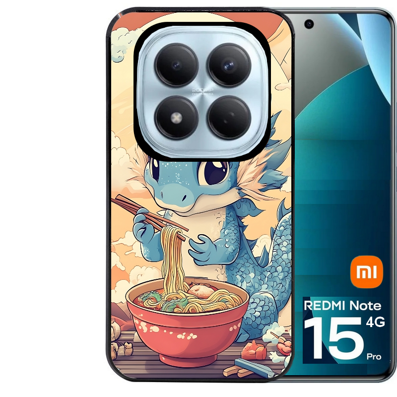 Coque noire taperso pour Redmi Note 15 et PRO PLUS 4G 5G avec motif dragon ramen 2 protection antichoc personnalisée