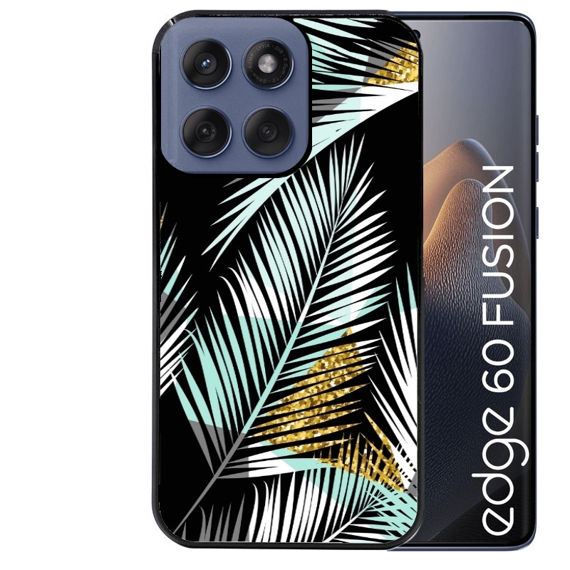 Coque noire taperso pour Moto Edge 60 et Neo Fusion Pro avec motif palmier noir protection antichoc personnalisée