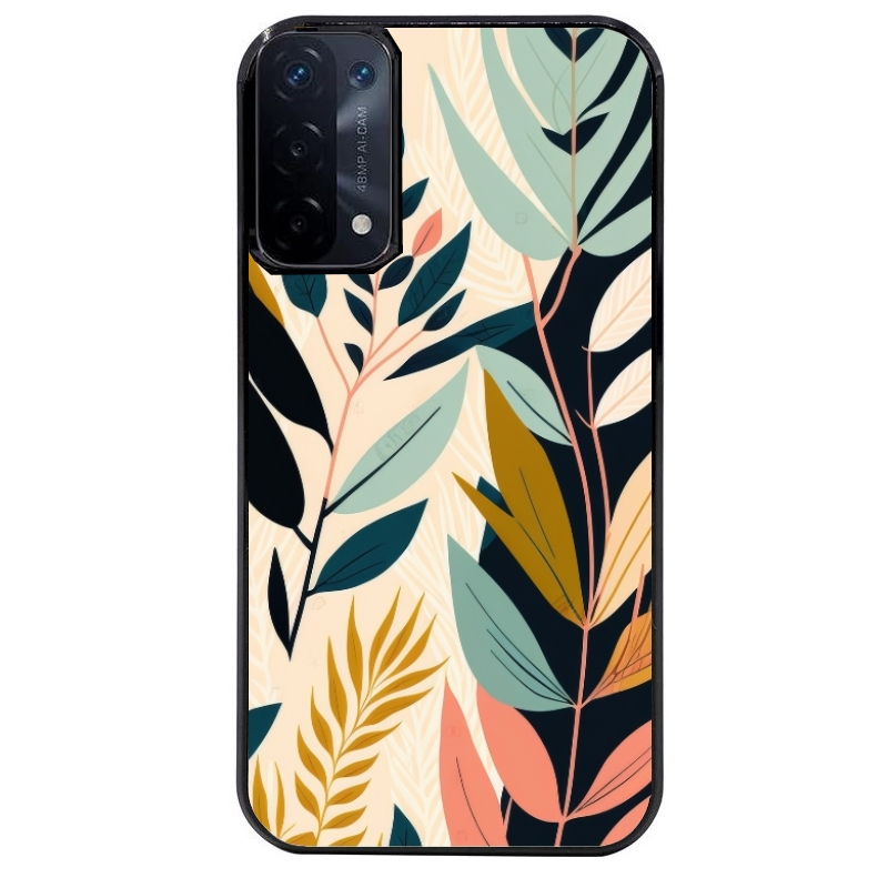Coque noire taperso pour OPPO A54 et A74 5G avec motif vintage et fleur protection antichoc personnalisée