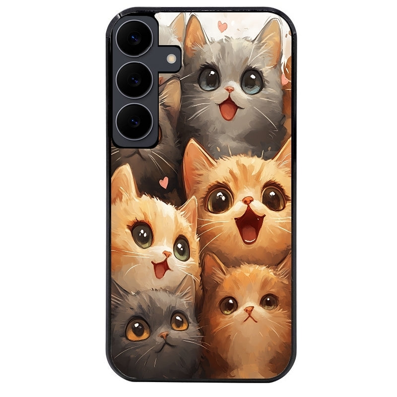 Coque noire taperso pour galaxy A06 A16 A26 A36 A56 avec motif chat smile protection antichoc personnalisée