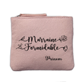 Porte monnaie personnalisé motif marraine formidable rose clair en feutrine en feutrine