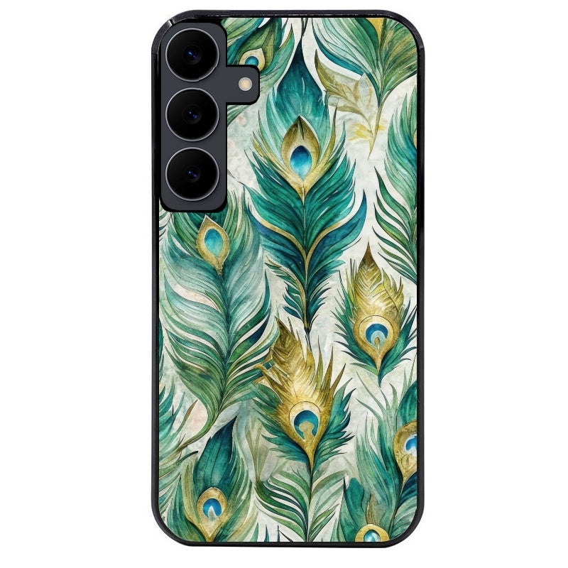 Coque noire taperso pour galaxy A06 A16 A26 A36 A56 avec motif paon plumes protection antichoc personnalisée