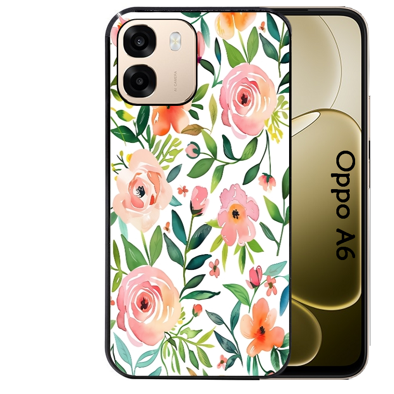 Coque noire taperso pour OPPO A6 A6X 4G et 5G avec motif fleur des champs protection antichoc personnalisée