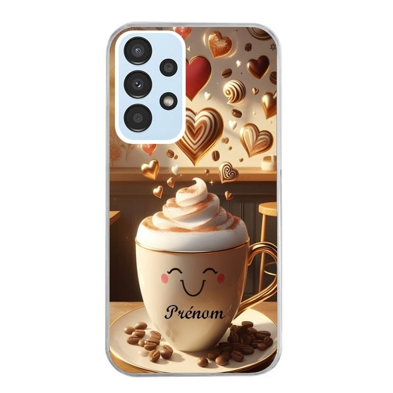 Coque taperso pour Galaxy A13 4G et 5G A23 A53 avec motif cafe love morning personnalise protection antichoc personnalisée