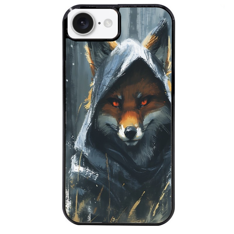 Coque noire taperso pour Iphone 16 16E PLUS MAX PRO avec motif renard fox des bois protection antichoc personnalisée