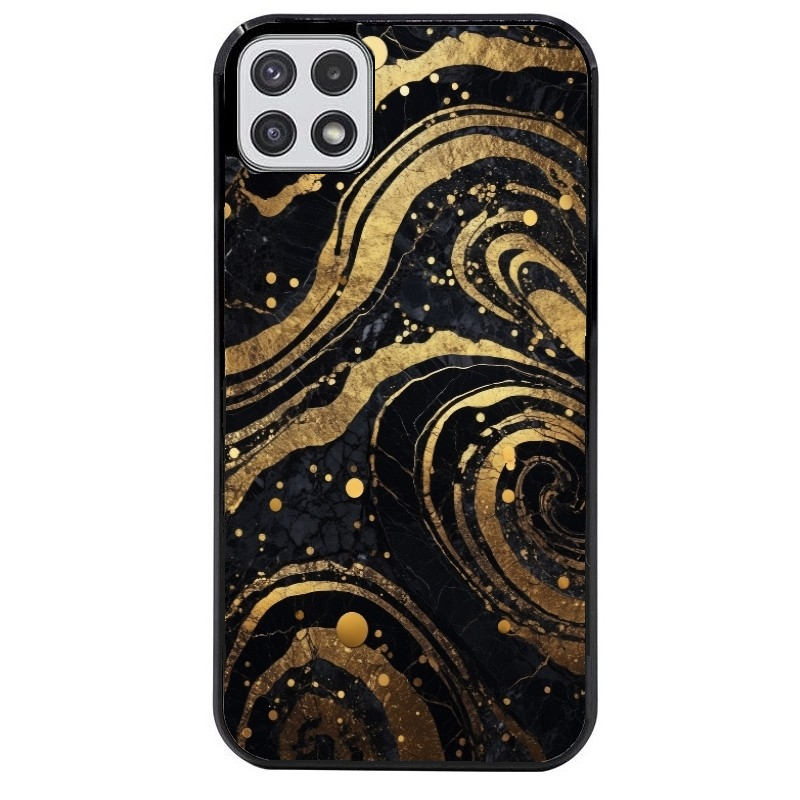 Coque noire taperso pour galaxy A22 A32 A52 A52S 4G 5G  avec motif marbre noir protection antichoc personnalisée