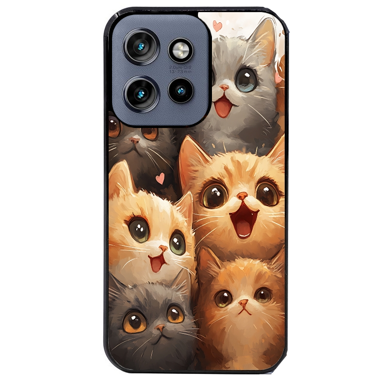 Coque noire taperso pour Moto Edge 60 et Neo Fusion Pro avec motif chat smile protection antichoc personnalisée