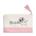 Pochette personnalisée votre prénom ou mot étoile en toile et simili cuir personnalisée