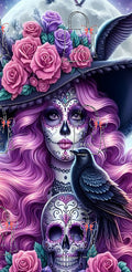 Tête de mort calavera corbeaux