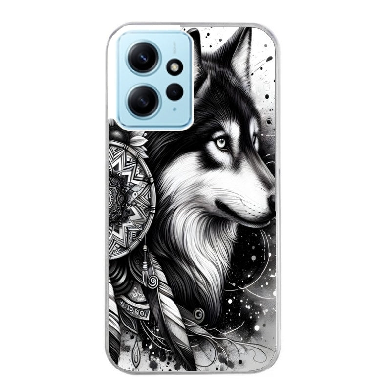 Coque taperso pour Redmi Note 12 4G 5G PRO 4G avec motif loup dreamcatcher protection antichoc personnalisée