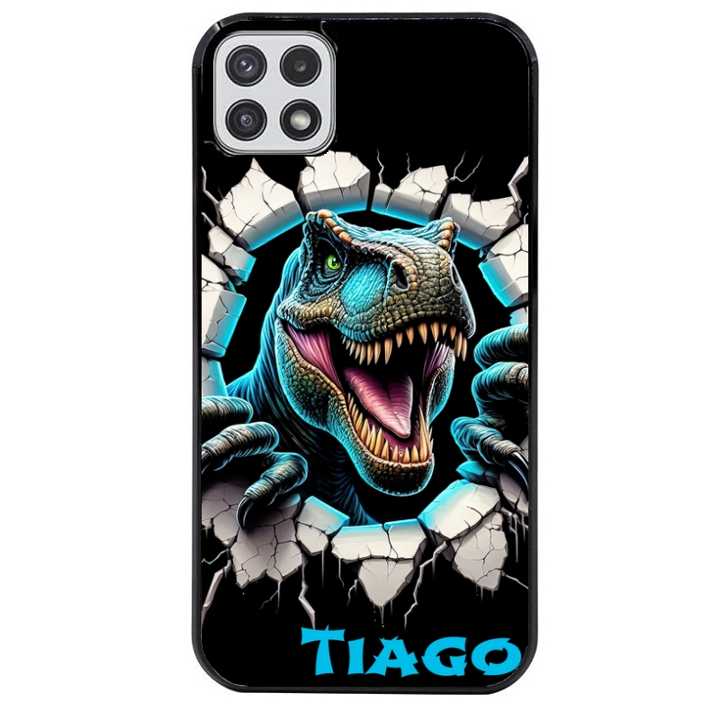 Coque noire taperso pour galaxy A22 A32 A52 A52S 4G 5G  avec motif dino t rex personnalisee protection antichoc personnalisée