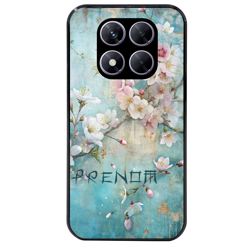 Coque noire taperso pour Redmi Note 14 et PRO PLUS 4G 5G avec motif fleur sakura personnalisee protection antichoc personnalisée
