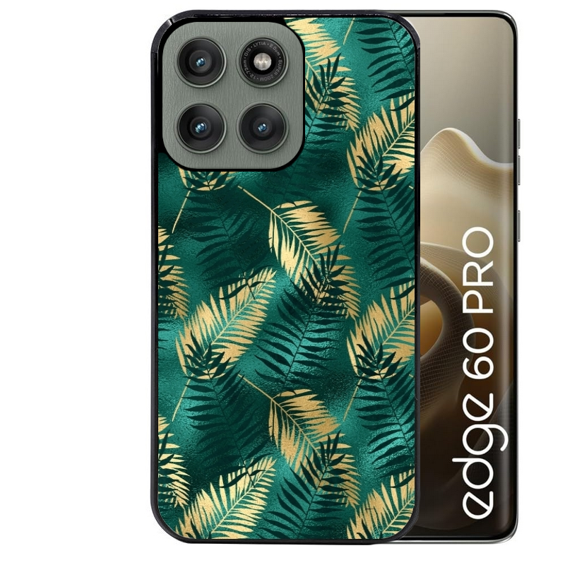 Coque noire taperso pour Moto Edge 60 et Neo Fusion Pro avec motif palmier vert protection antichoc personnalisée