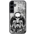 Coque noire taperso pour galaxy A06 A16 A26 A36 A56 avec motif tete de mort gamer beton protection antichoc personnalisée