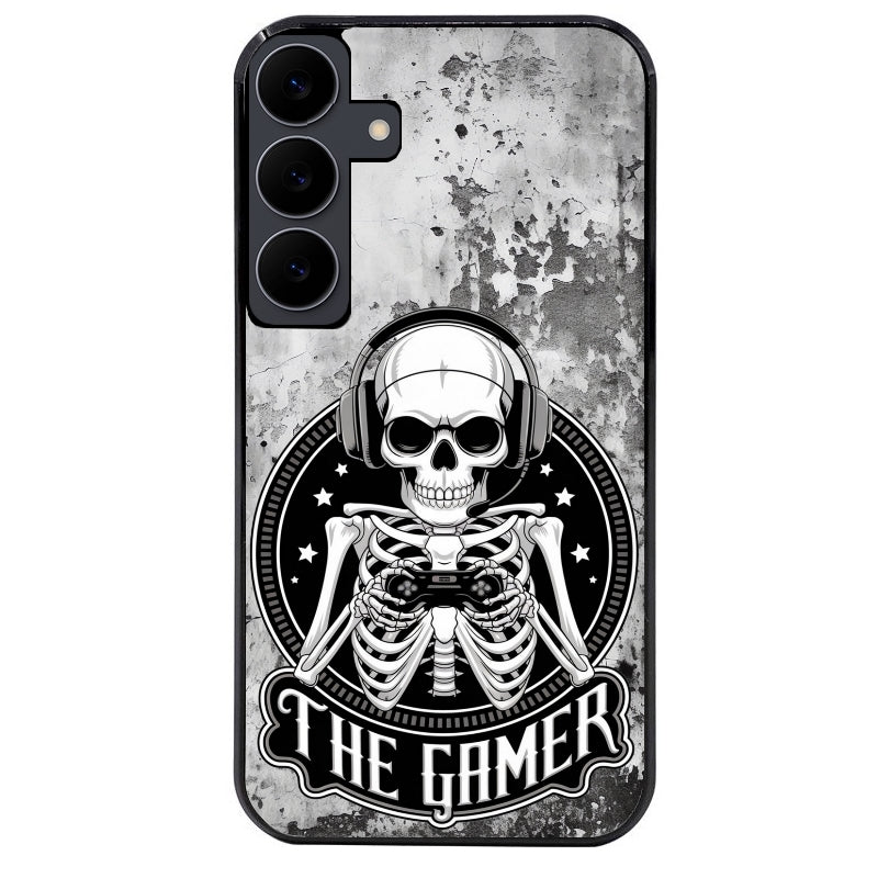 Coque noire taperso pour galaxy A06 A16 A26 A36 A56 avec motif tete de mort gamer beton protection antichoc personnalisée
