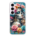 Coque taperso pour galaxy S21 et PLUS ULTRA FE avec motif tete de mort calavera bleu protection antichoc personnalisée