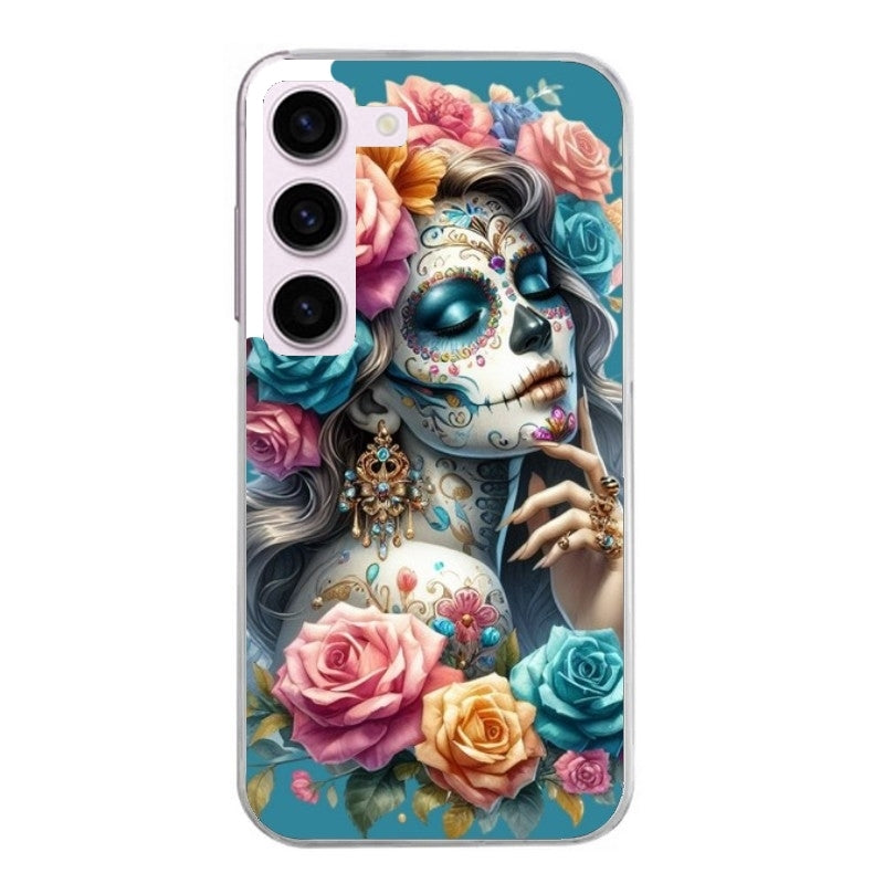 Coque taperso pour Galaxy A13 4G et 5G A23 A53 avec motif tete de mort calavera bleu protection antichoc personnalisée