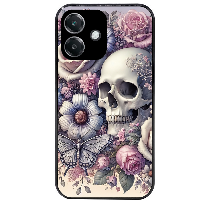 Coque noire taperso pour OPPO A40 avec motif tete de mort pastel protection antichoc personnalisée