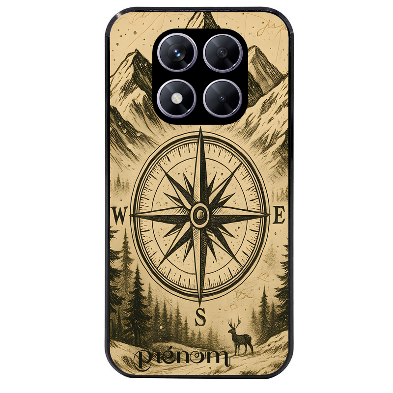 Coque noire taperso pour Redmi Note 14 et PRO PLUS 4G 5G avec motif voyage et boussole protection antichoc personnalisée