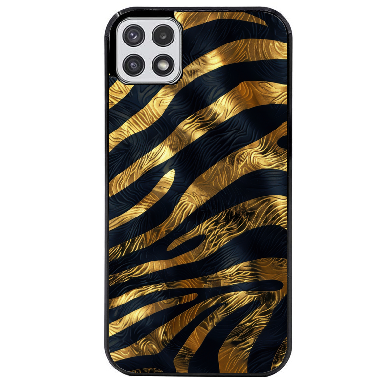 Coque noire taperso pour galaxy A22 A32 A52 A52S 4G 5G  avec motif zebre gold protection antichoc personnalisée