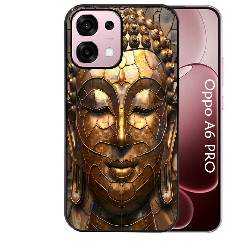 Coque noire taperso pour OPPO A6 PRO 4G et 5G avec motif bouddha et mosaique protection antichoc personnalisée