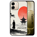 Coque noire taperso pour OPPO A6 A6X 4G et 5G avec motif samourai et temple personnalisee protection antichoc personnalisée