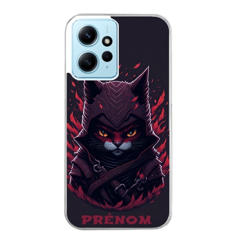 Coque taperso pour Redmi Note 12 4G 5G PRO 4G avec motif chat samourai personnalise protection antichoc personnalisée