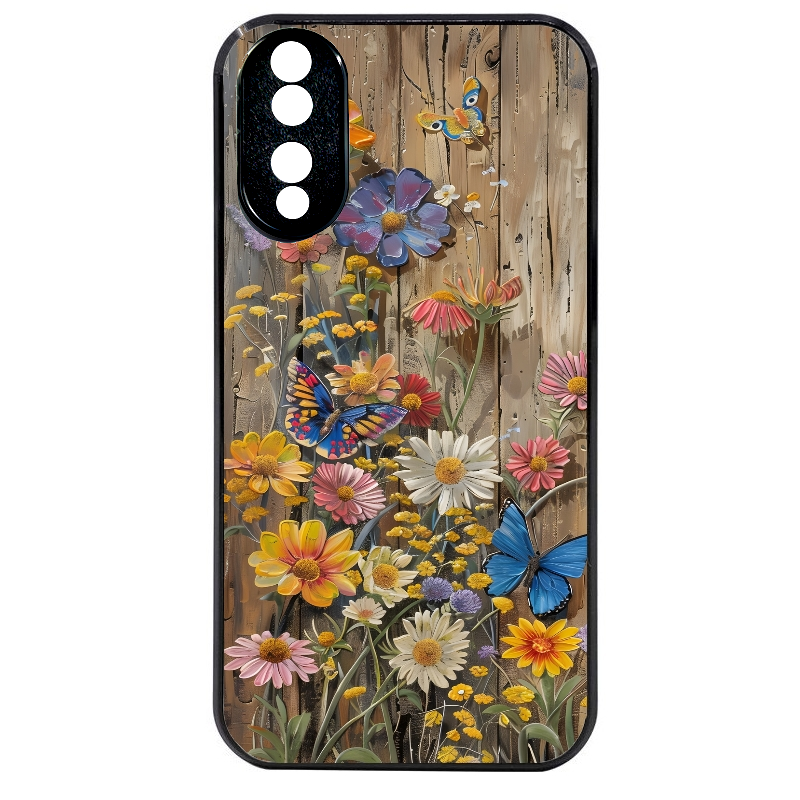 Coque noire taperso pour Honor 70 LITE 90 et LITE avec motif bois et papillon 1 protection antichoc personnalisée