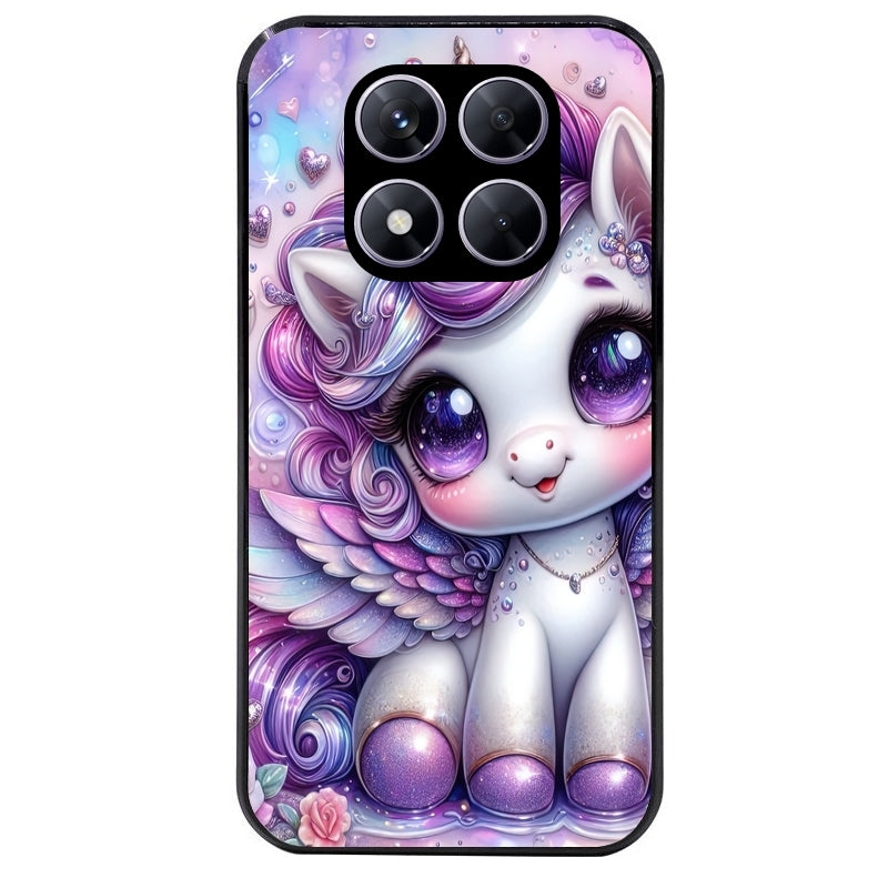 Coque noire taperso pour Redmi Note 14 et PRO PLUS 4G 5G avec motif licorne violette protection antichoc personnalisée