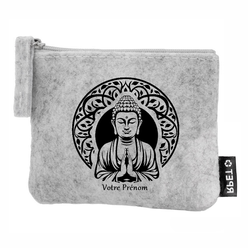 Porte monnaie personnalisé bouddha mandala en feutrine en feutrine