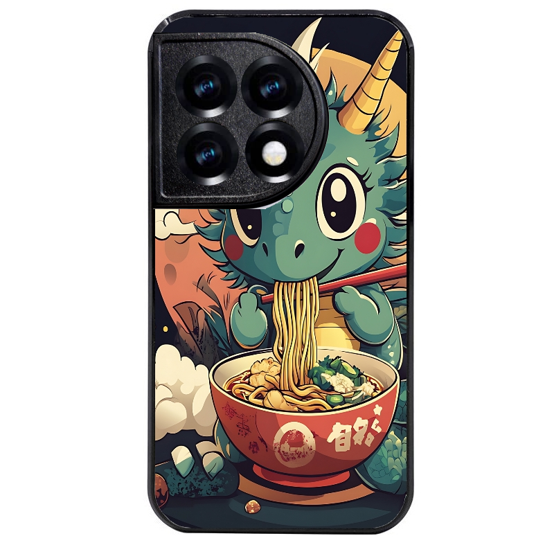 Coque noire taperso pour OnePlus 11 et 12 avec motif dragon ramen 1 protection antichoc personnalisée