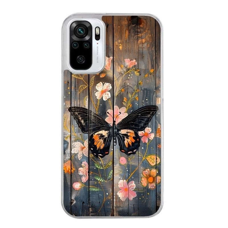 Coque taperso pour Redmi Note 10 4G 5G PRO 10S avec motif bois et papillon 2 protection antichoc personnalisée