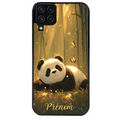 Coque noire taperso pour galaxy A22 A32 A52 A52S 4G 5G  avec motif panda et papillon personnalisee protection antichoc personnalisée