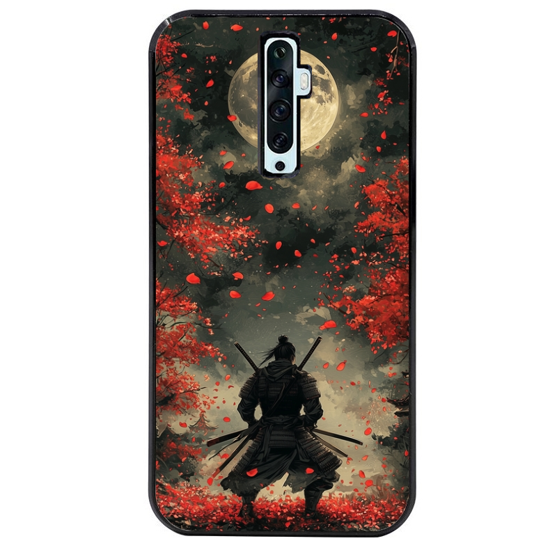 Coque noire taperso pour OPPO Reno 2 et 2Z avec motif samourai et katana protection antichoc personnalisée