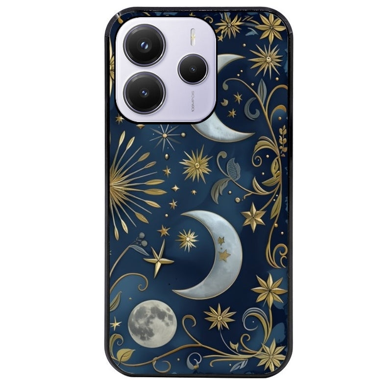 Coque noire taperso pour Redmi Note 14 et PRO PLUS 4G 5G avec motif lune et etoile protection antichoc personnalisée