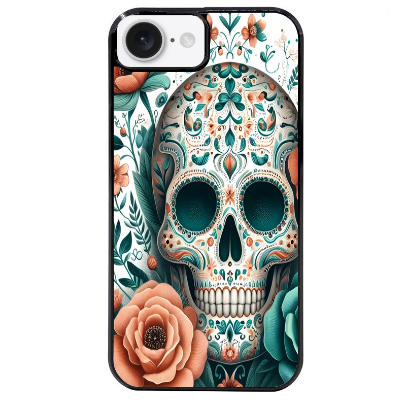 Coque noire taperso pour Iphone 17 17E AIR MAX PRO avec motif mort mexicaine turquoise protection antichoc personnalisée