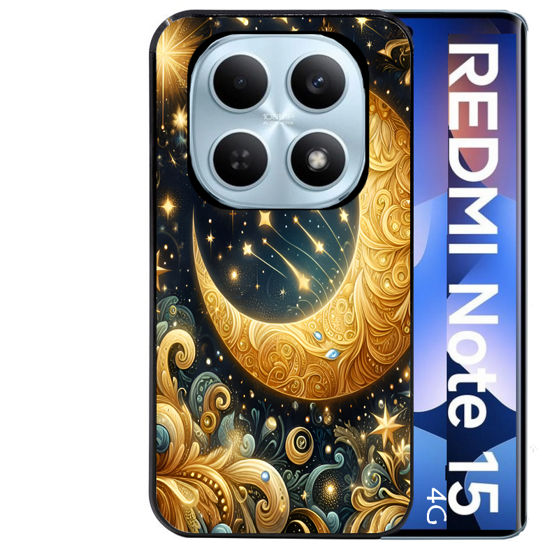 Coque noire taperso pour Redmi Note 15 et PRO PLUS 4G 5G avec motif lune astre protection antichoc personnalisée
