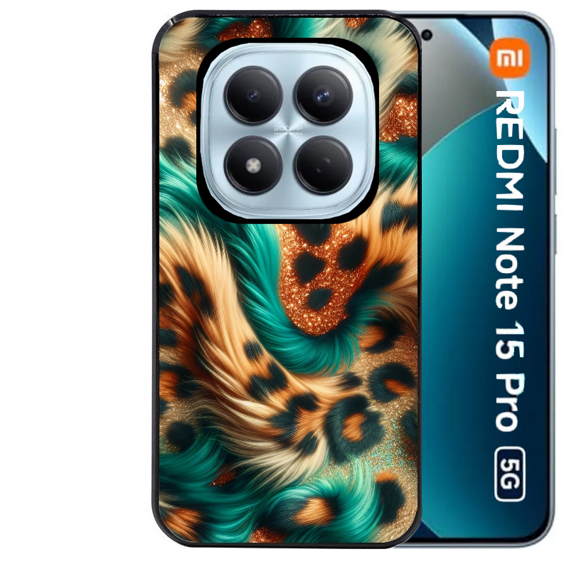 Coque noire taperso pour Redmi Note 15 et PRO PLUS 4G 5G avec motif effet fourrure leopard 3 protection antichoc personnalisée