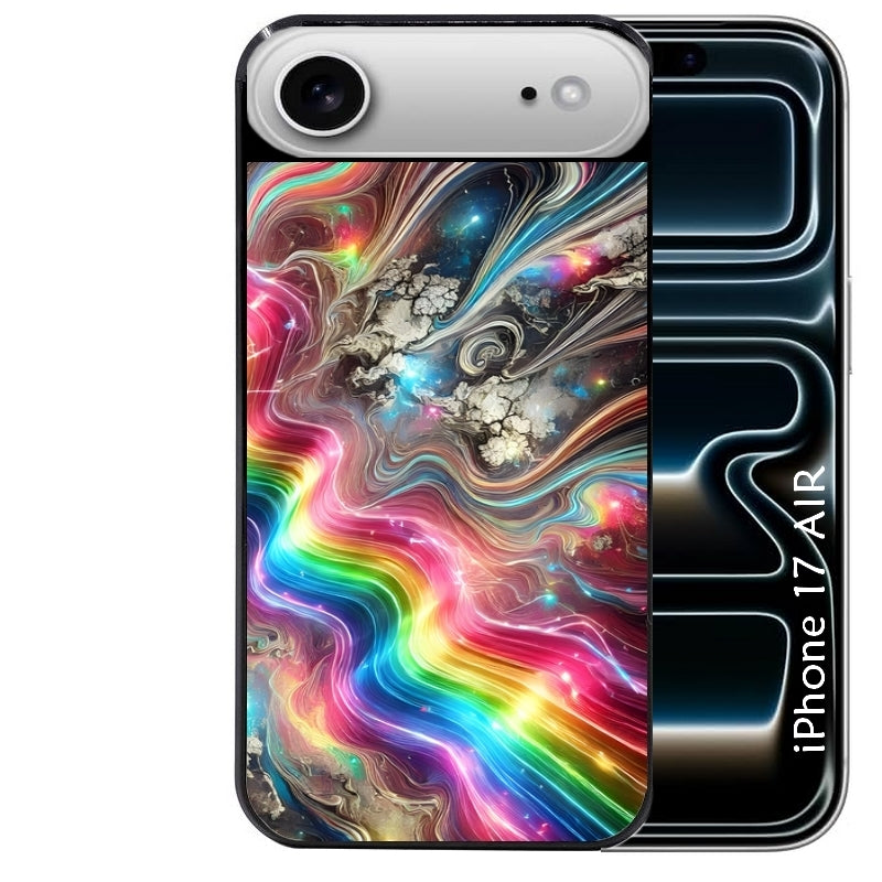 Coque noire taperso pour Iphone 17 17E AIR MAX PRO avec motif marbre arc en ciel protection antichoc personnalisée