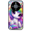 Coque noire taperso pour Honor X9A avec motif licorne et fleurs protection antichoc personnalisée