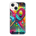 Coque taperso pour Iphone 14 et PRO PLUS PRO MAX avec motif padel raquette personnalisee protection antichoc personnalisée