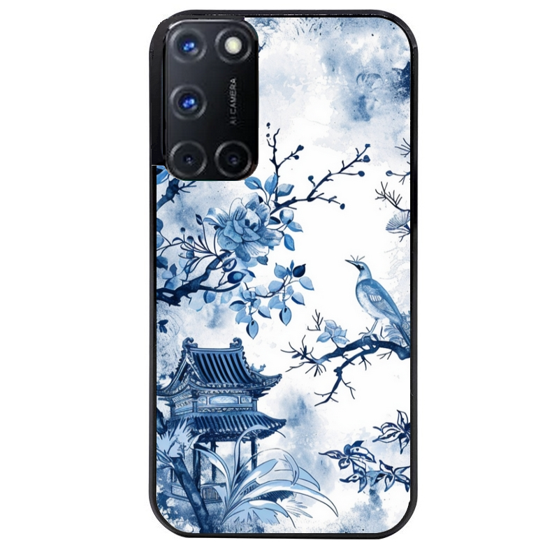 Coque noire taperso pour OPPO A72 4G avec motif japan art protection antichoc personnalisée