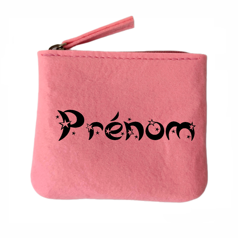 Porte monnaie avec votre prenom astro en feutrine en feutrine