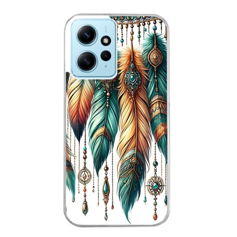Coque taperso pour POCO X5 5G avec motif plumes et bijoux protection antichoc personnalisée