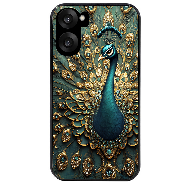 Coque noire taperso pour OnePlus Nord CE5 avec motif paon bijoux protection antichoc personnalisée