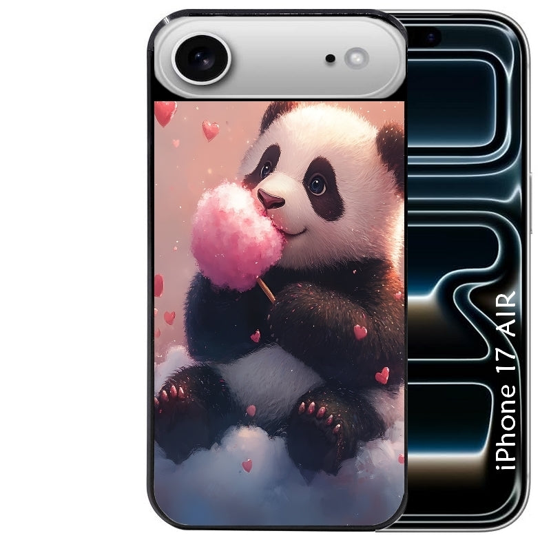 Coque noire taperso pour Iphone 17 17E AIR MAX PRO avec motif panda bonbon protection antichoc personnalisée