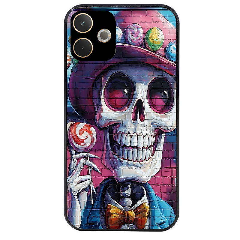 Coque noire taperso pour OPPO A5 PRO 4G et 5G avec motif tete de mort tag protection antichoc personnalisée