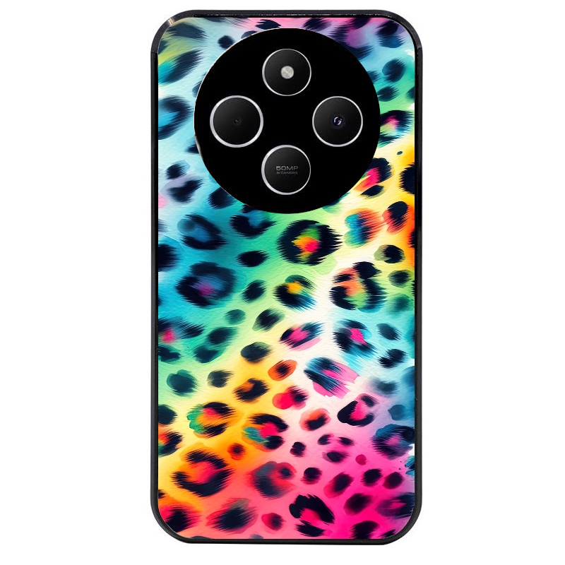 Coque noire taperso pour POCO C75 avec motif leopard arc protection antichoc personnalisée